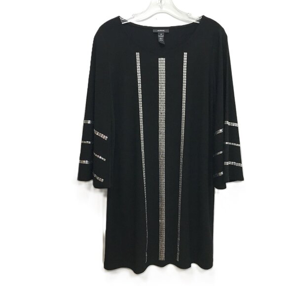 ALFANI Knit Dress Black XS Bell Sleeve Silver Studded Embellishment Accents - Picture 1 of 6